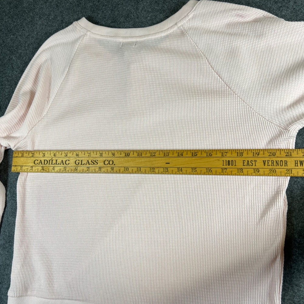 GapBody Womens Pink Waffle Knit Henley Long Sleeve Lounge Top Medium New - Picture 6 of 11